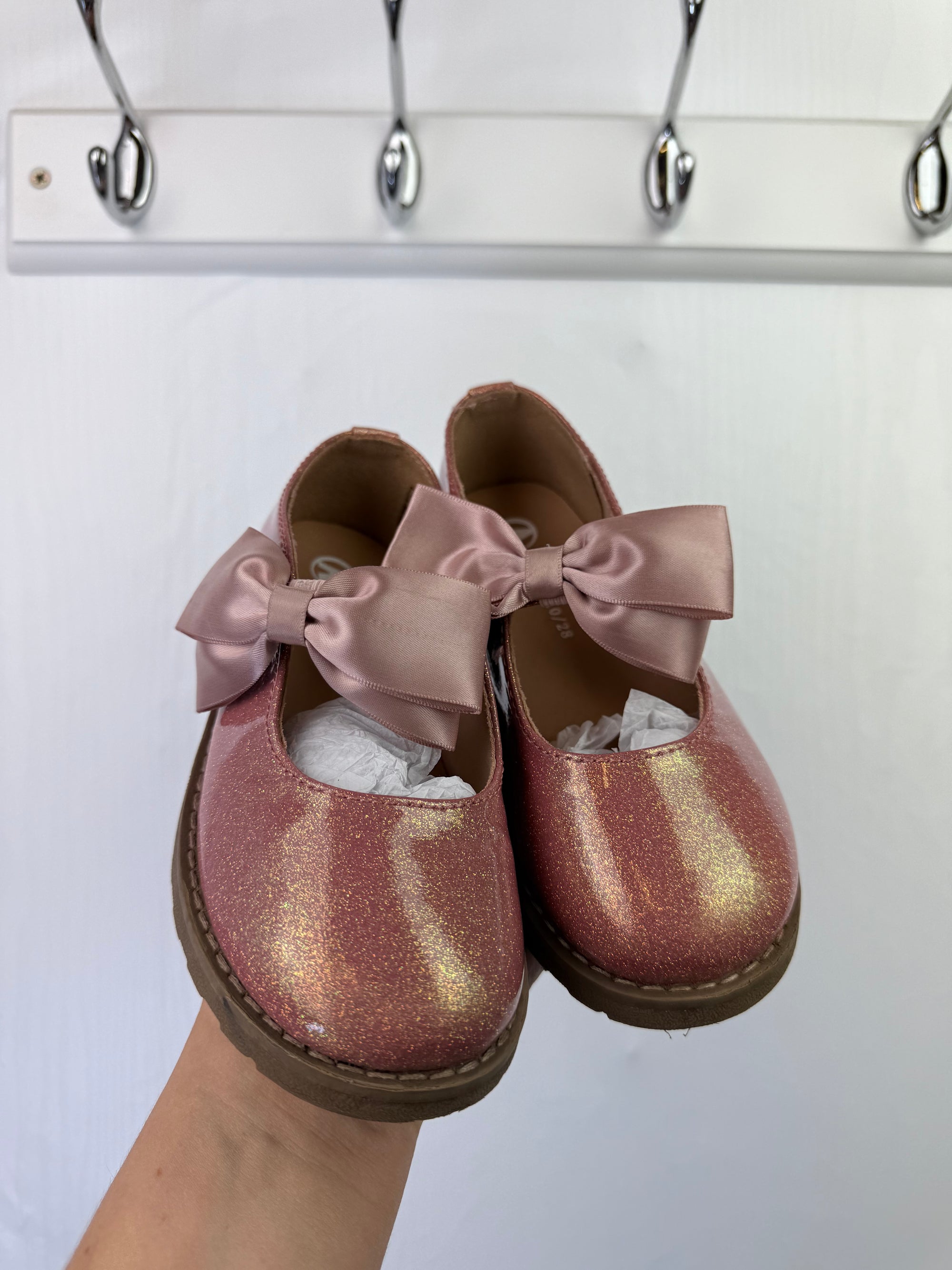 Pink Sparkly Mary Jane Shoes - Girls UK Size 10