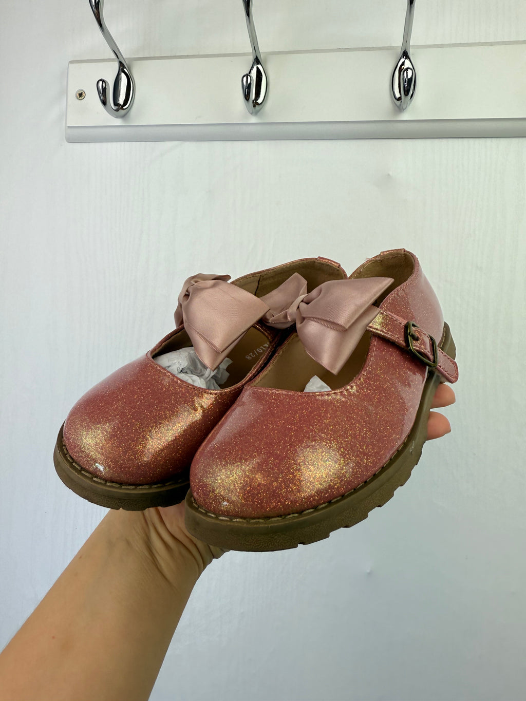 Pink Sparkly Mary Jane Shoes - Girls UK Size 10