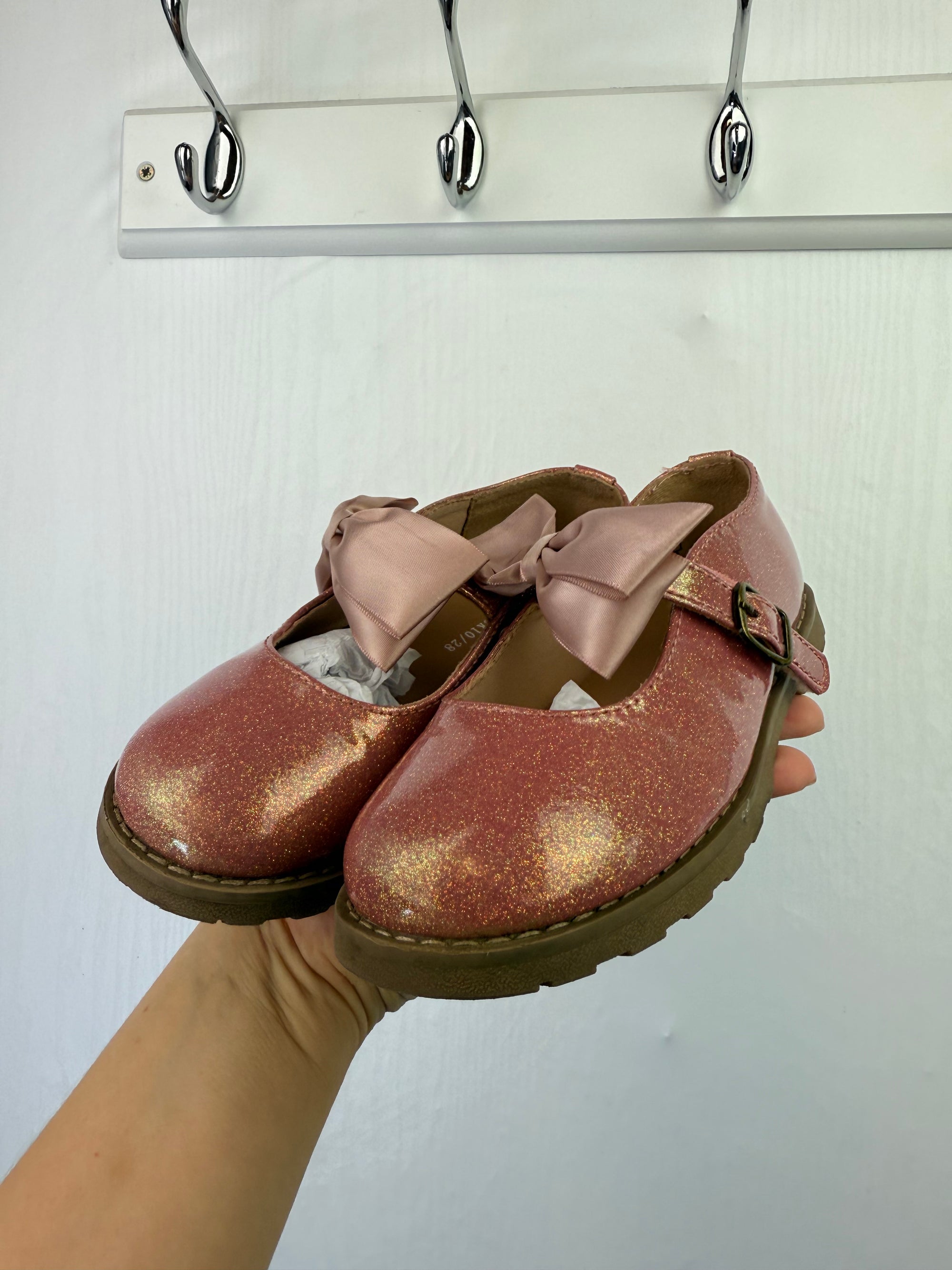 Pink Sparkly Mary Jane Shoes - Girls UK Size 10