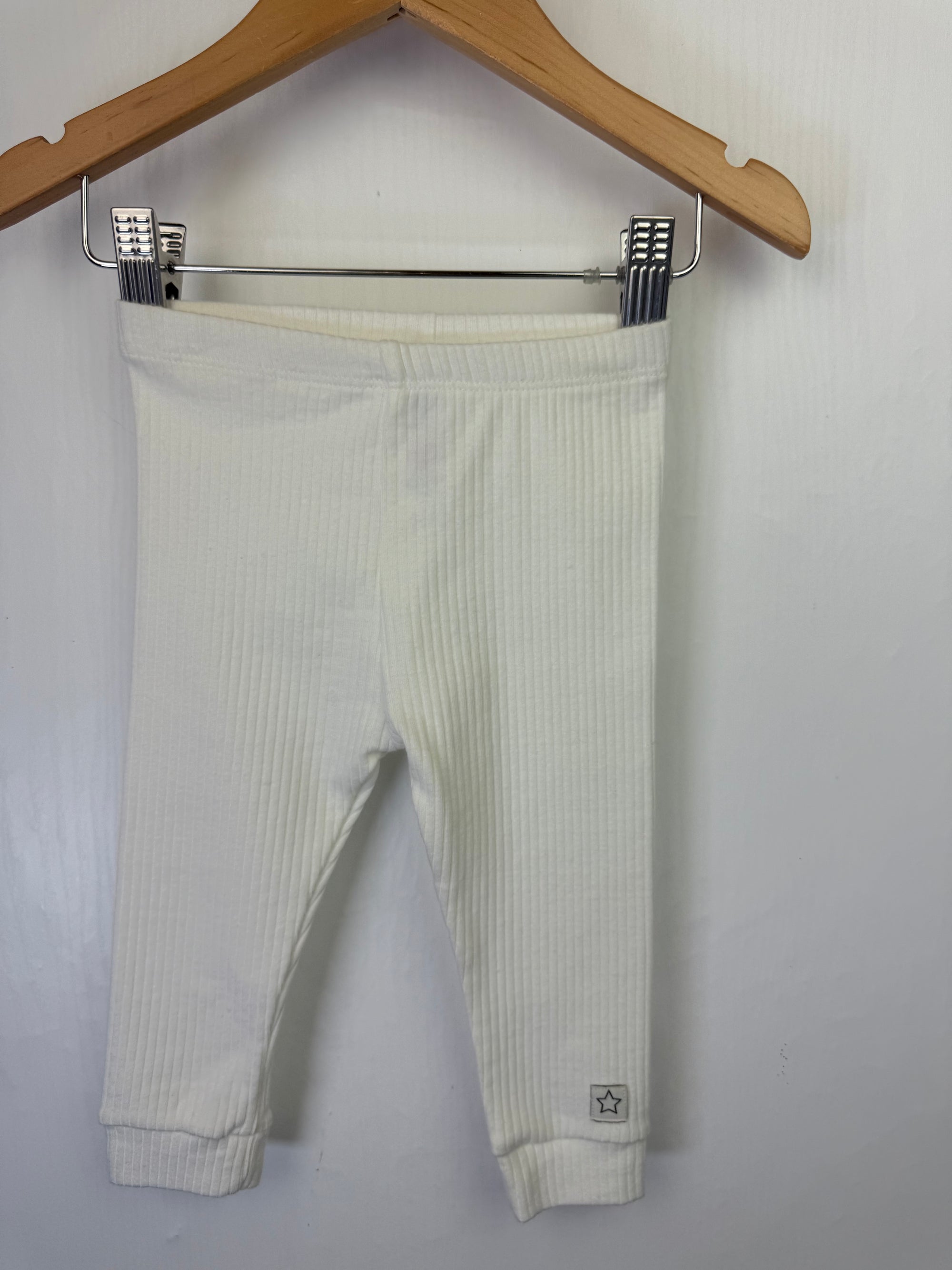 NEW F&F Cream Ribbed Leggings - Unisex 6-9 Months