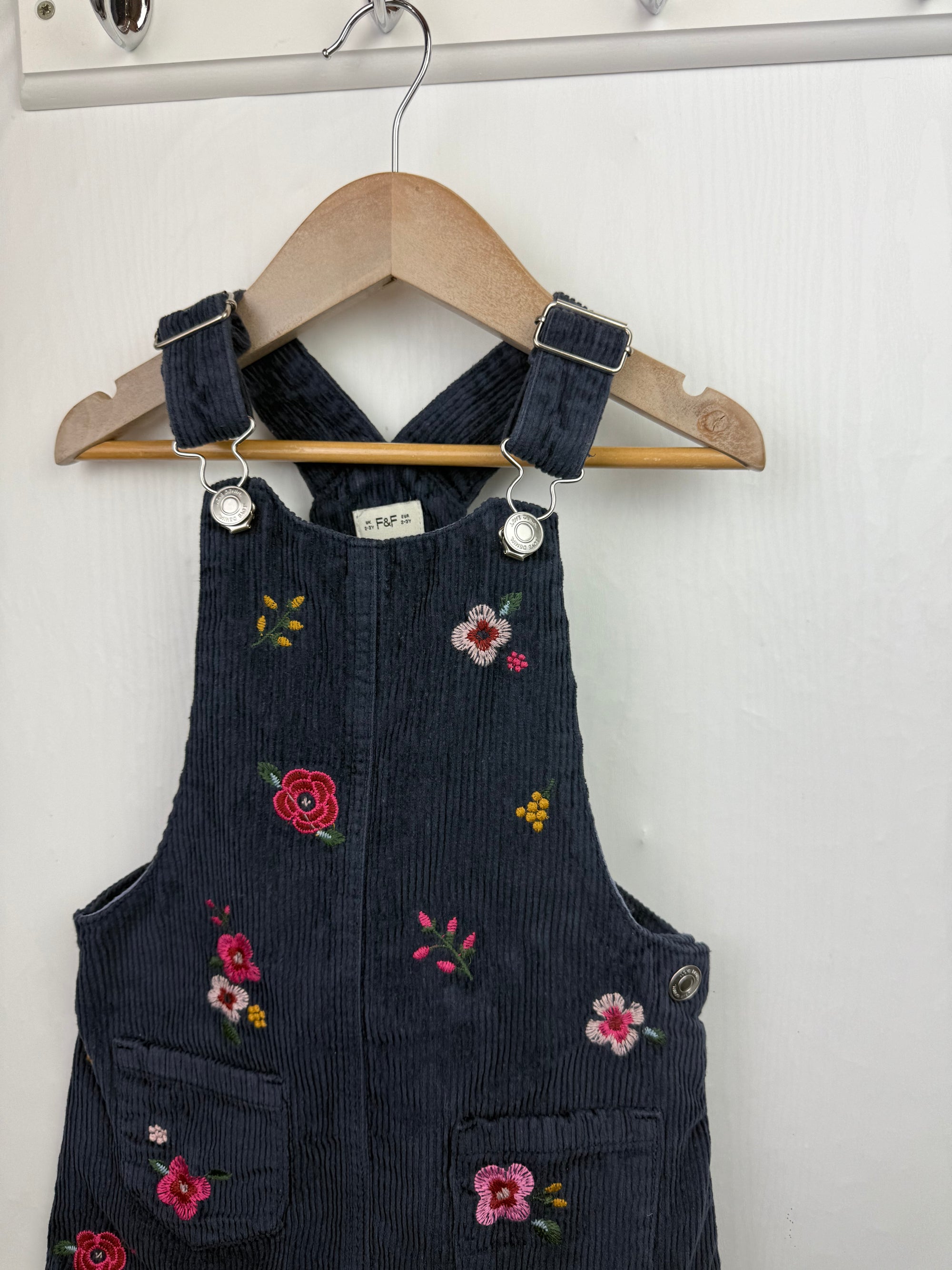 F&F Navy Floral Cord Dress - Girls 2-3 Years