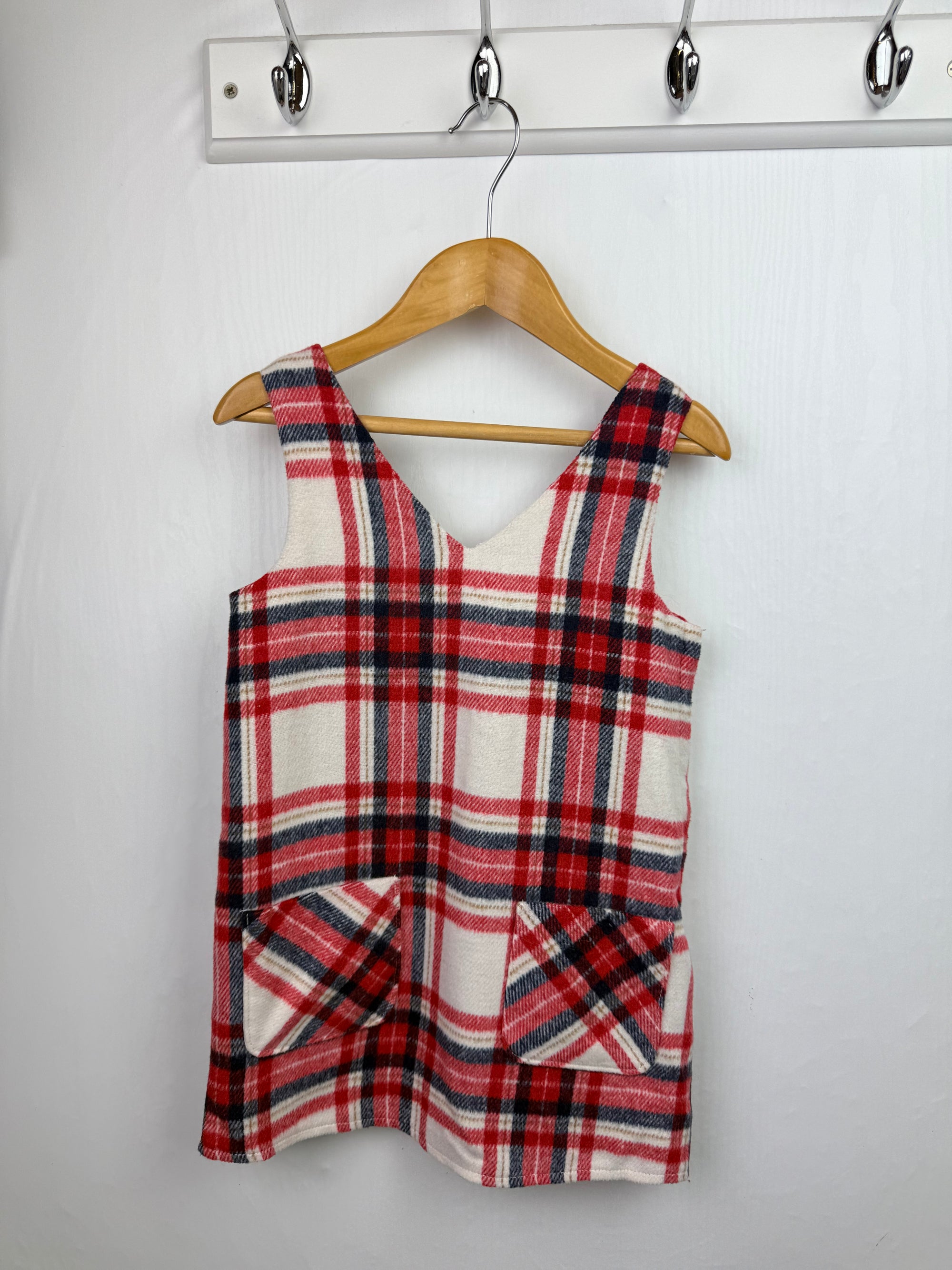 F&F Cream & Red Checked Dress - Girls 2-3 Years