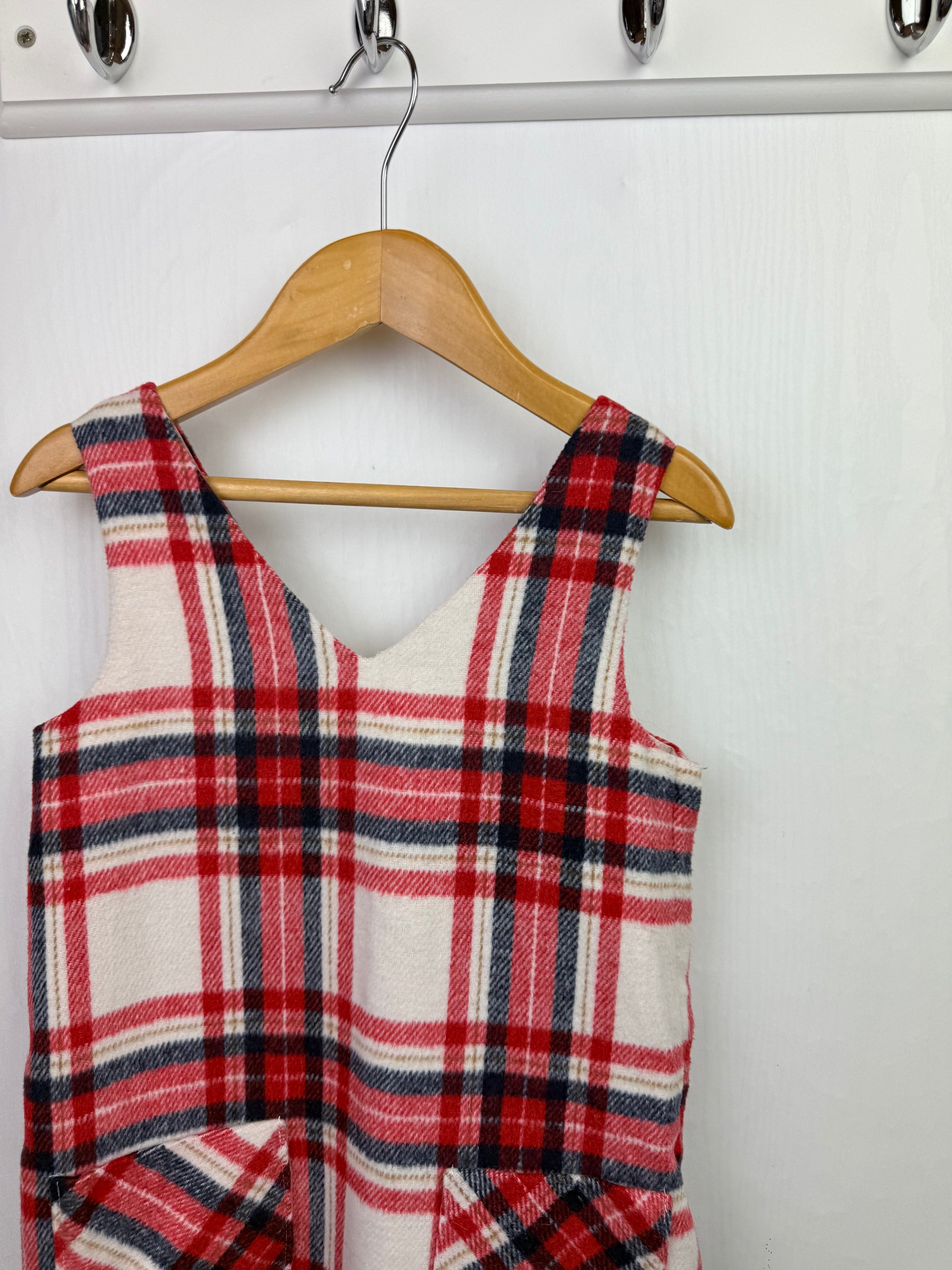 F&F Cream & Red Checked Dress - Girls 2-3 Years