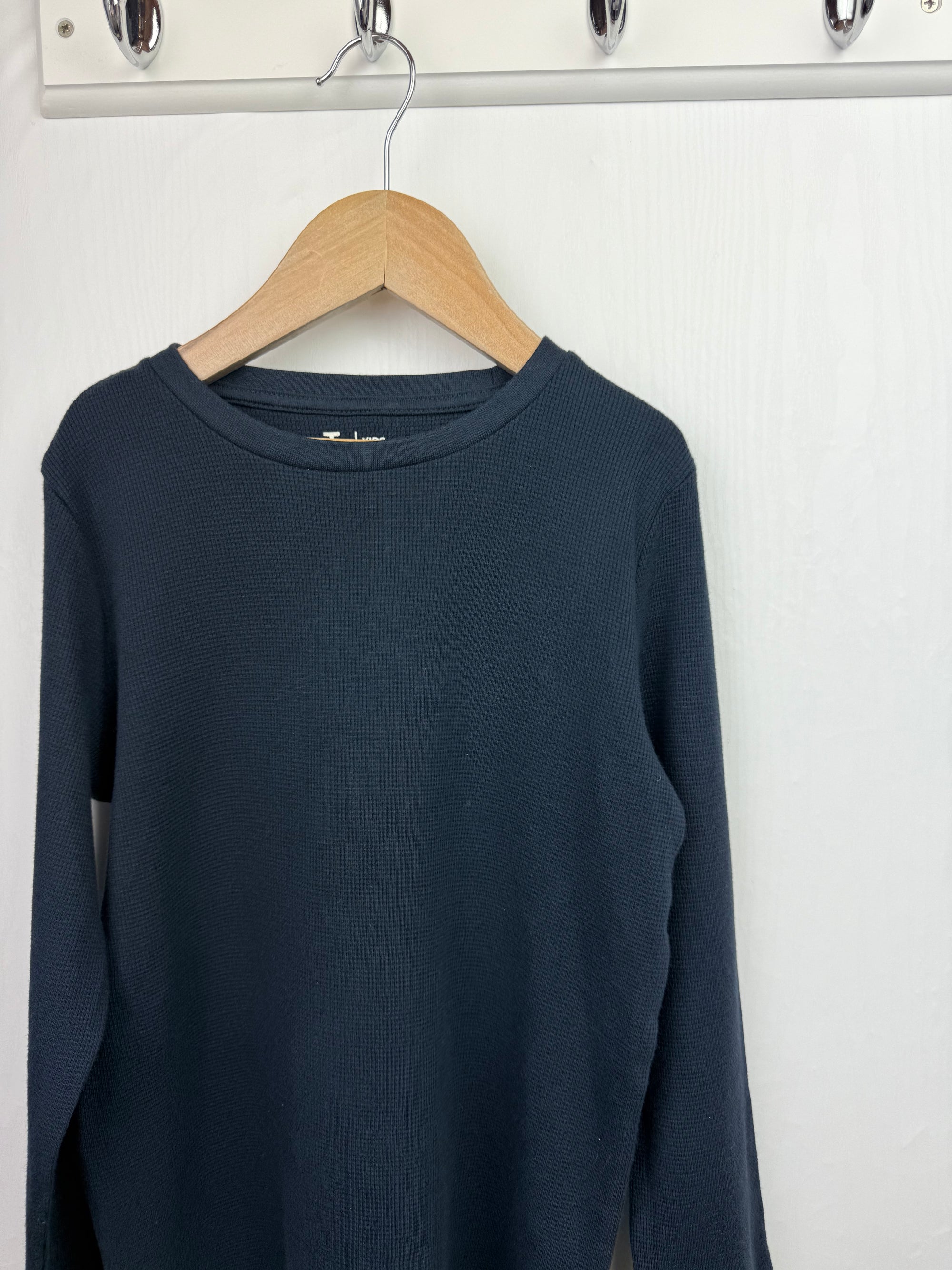 TU Navy Waffle Long Sleeve Top - Boys 8 Years