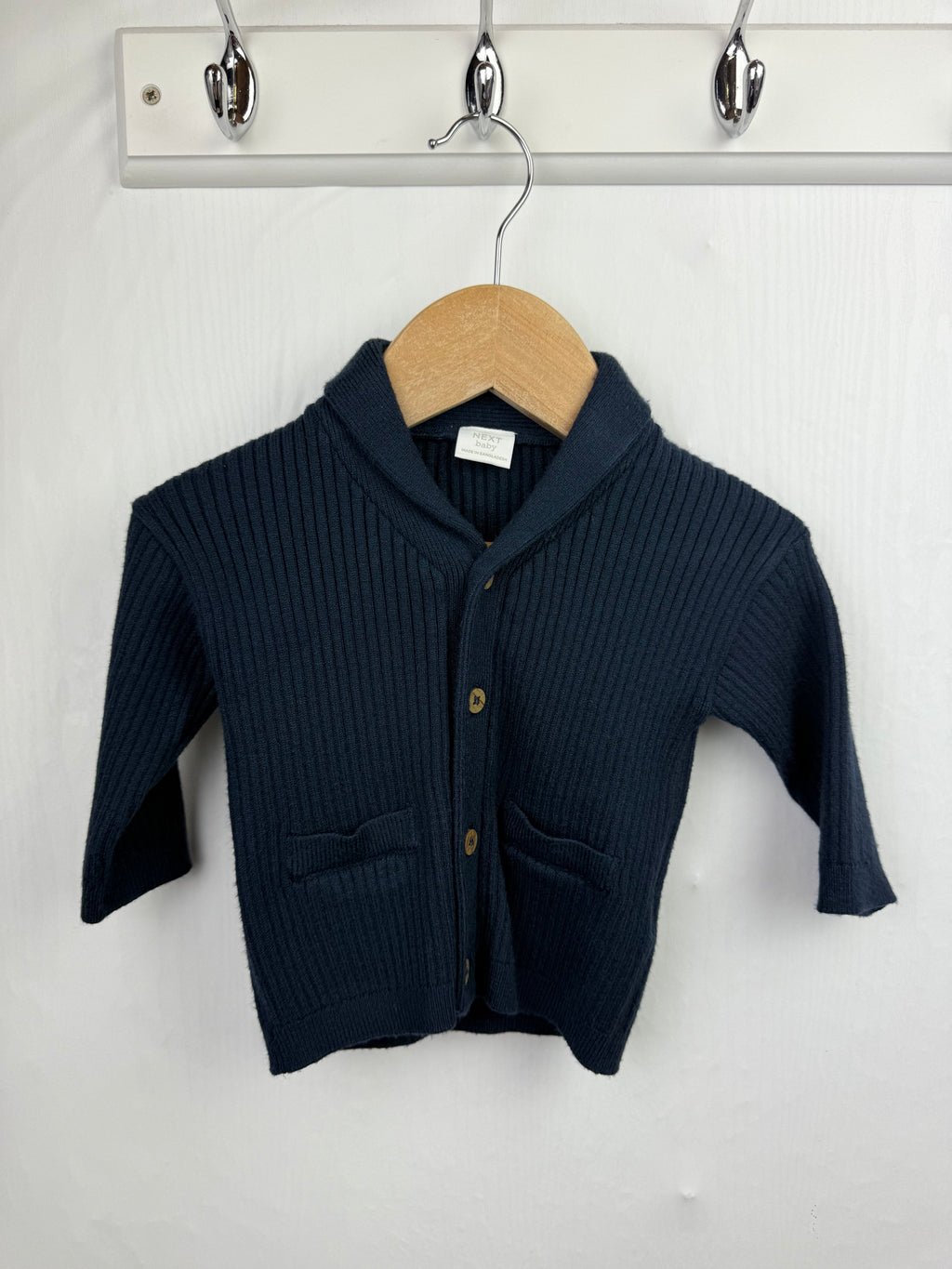 Next Navy Button Cardigan - Baby Boys 3-6 Months