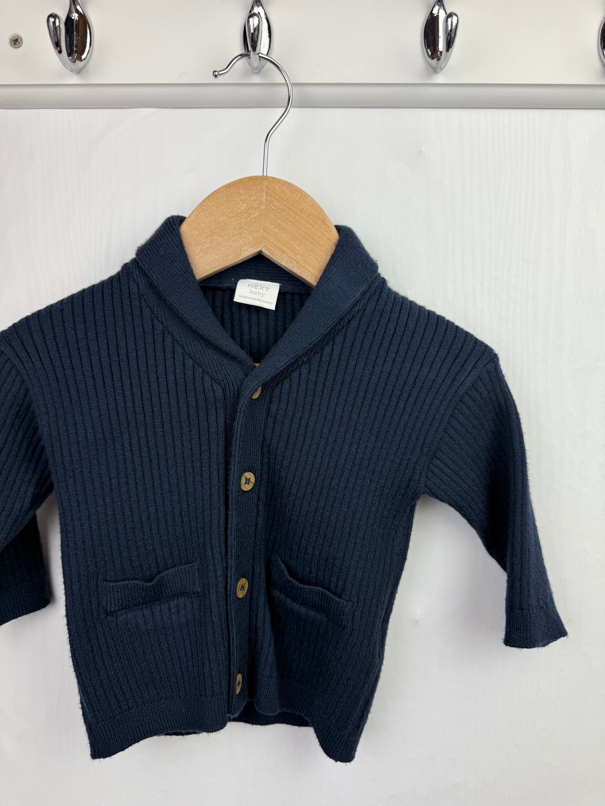 Next Navy Button Cardigan - Baby Boys 3-6 Months