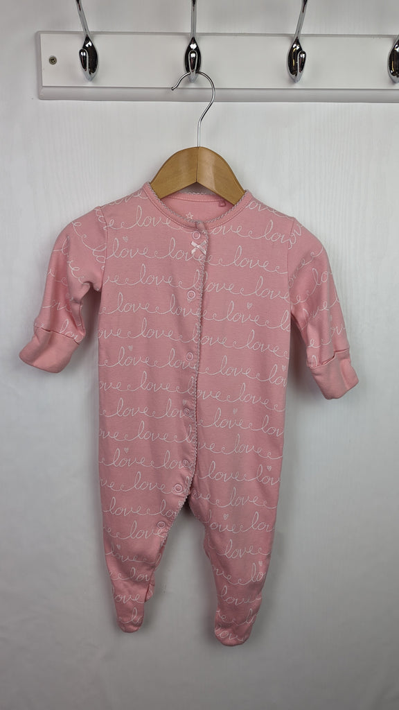 NEXT Pink Love Sleepsuit 0-3 Months Next Used, Preloved, Preworn & Second Hand Baby, Kids & Children's Clothing UK Online. Cheap affordable. Brands including Next, Joules, Nutmeg, TU, F&F, H&M.
