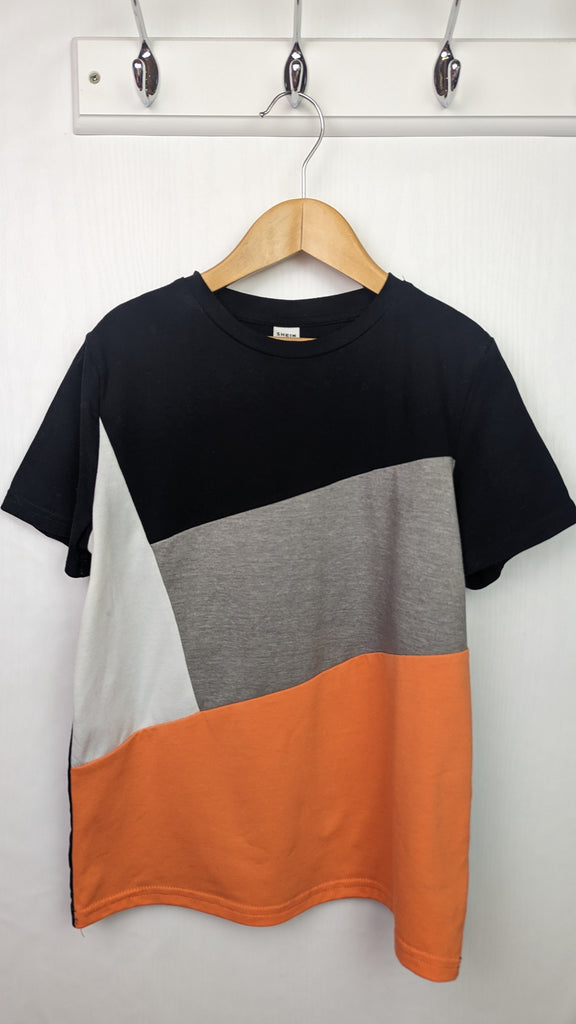 Shein Orange & Black Colour Block T-Shirt - Boys 8 Years Shein Used, Preloved, Preworn & Second Hand Baby, Kids & Children's Clothing UK Online. Cheap affordable. Brands including Next, Joules, Nutmeg, TU, F&F, H&M.