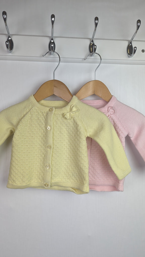 Nutmeg Pink & Yellow Cardigan Set - Girls 0-3 Months Nutmeg Used, Preloved, Preworn & Second Hand Baby, Kids & Children's Clothing UK Online. Cheap affordable. Brands including Next, Joules, Nutmeg, TU, F&F, H&M.