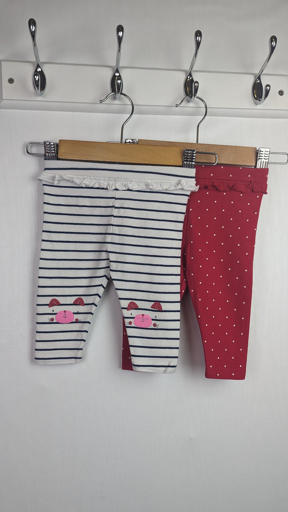 Matalan Striped & Spotty Leggings - Girls 3-6 Months Matalan Used, Preloved, Preworn & Second Hand Baby, Kids & Children's Clothing UK Online. Cheap affordable. Brands including Next, Joules, Nutmeg, TU, F&F, H&M.