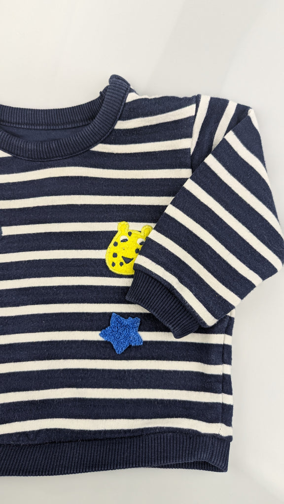 M&S Navy Striped Animal Jumper - Baby Boys 0-3 Months Marks & Spencer Used, Preloved, Preworn & Second Hand Baby, Kids & Children's Clothing UK Online. Cheap affordable. Brands including Next, Joules, Nutmeg Morrisons, TU, F&F, H&M.