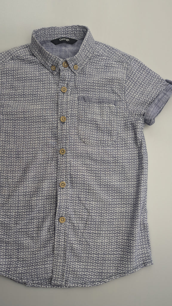 George Diamond Blue Cotton Shirt - Boys 5-6 Years George Used, Preloved, Preworn & Second Hand Baby, Kids & Children's Clothing UK Online. Cheap affordable. Brands including Next, Joules, Nutmeg Morrisons, TU, F&F, H&M.