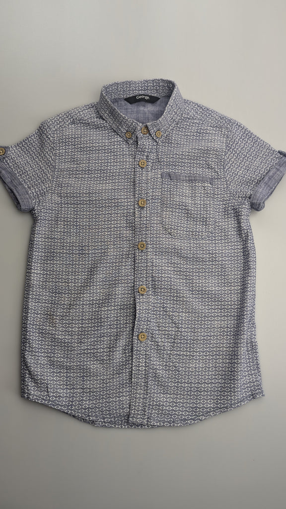 George Diamond Blue Cotton Shirt - Boys 5-6 Years George Used, Preloved, Preworn & Second Hand Baby, Kids & Children's Clothing UK Online. Cheap affordable. Brands including Next, Joules, Nutmeg Morrisons, TU, F&F, H&M.