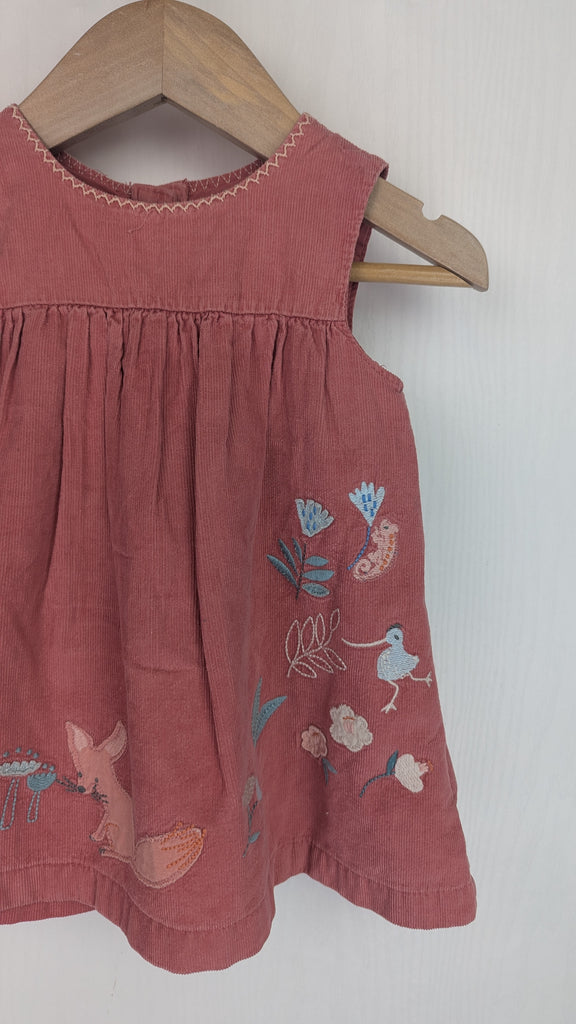 M&S Rose Cord Floral Dress - Girls 6-9 Months Marks & Spencer Used, Preloved, Preworn & Second Hand Baby, Kids & Children's Clothing UK Online. Cheap affordable. Brands including Next, Joules, Nutmeg Morrisons, TU, F&F, H&M.