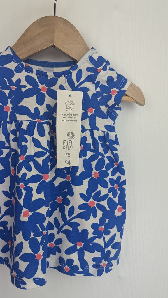 F&F Blue Floral Short Sleeve Dress - Girls 0-3 Months F&F Used, Preloved, Preworn & Second Hand Baby, Kids & Children's Clothing UK Online. Cheap affordable. Brands including Next, Joules, Nutmeg Morrisons, TU, F&F, H&M.