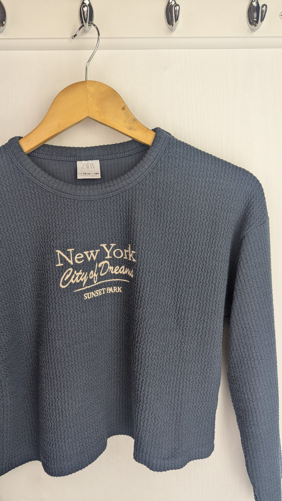 Zara Navy New York Crop Jumper - Girls 13-24 Years Zara Used, Preloved, Preworn & Second Hand Baby, Kids & Children's Clothing UK Online. Cheap affordable. Brands including Next, Joules, Nutmeg Morrisons, TU, F&F, H&M.