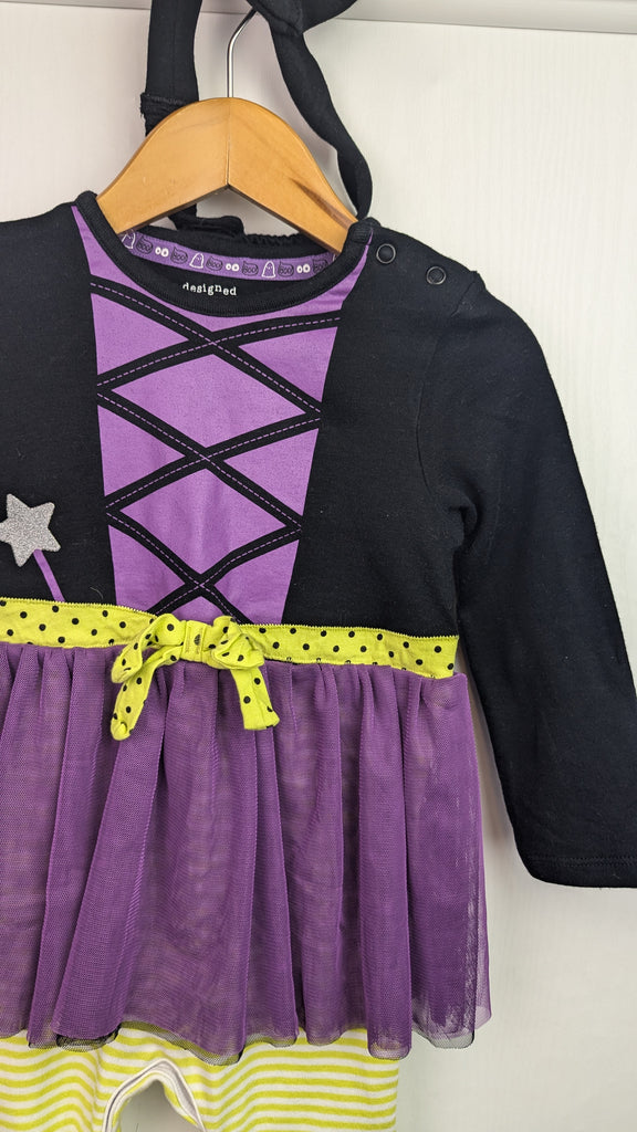 F&F Halloween Witch Sleepsuit - Girls 9-12 Months F&F Used, Preloved, Preworn & Second Hand Baby, Kids & Children's Clothing UK Online. Cheap affordable. Brands including Next, Joules, Nutmeg Morrisons, TU, F&F, H&M.