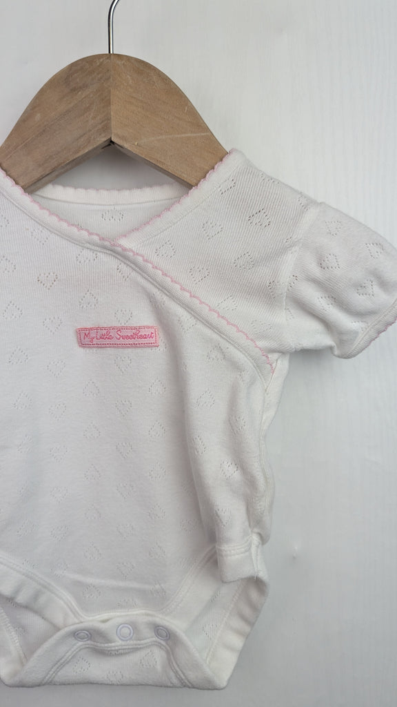 Mothercare Cotton Little Sweetheart Bodysuit - Girls Newborn Mothercare Used, Preloved, Preworn & Second Hand Baby, Kids & Children's Clothing UK Online. Cheap affordable. Brands including Next, Joules, Nutmeg Morrisons, TU, F&F, H&M.