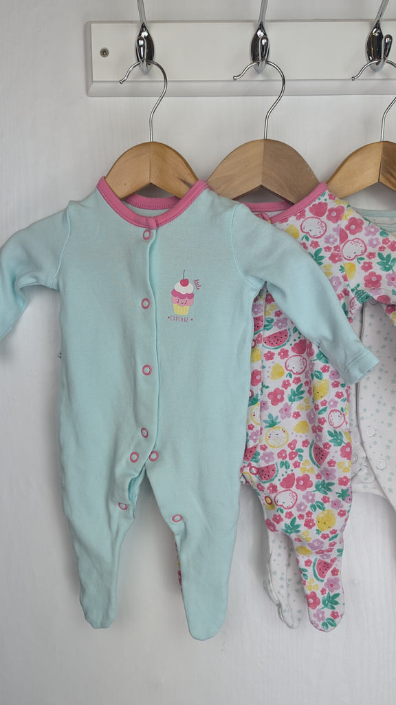 Mixed Brands Sleepsuit Set - Girls Tiny Baby & Newborn Mixed Brands Used, Preloved, Preworn & Second Hand Baby, Kids & Children's Clothing UK Online. Cheap affordable. Brands including Next, Joules, Nutmeg Morrisons, TU, F&F, H&M.