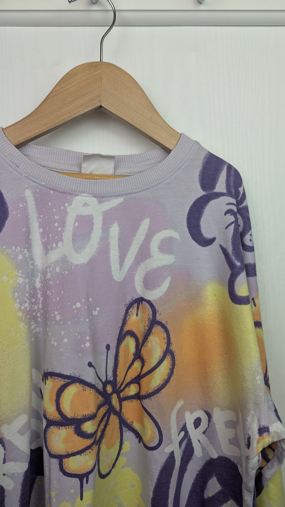 Zara Purple Graffiti Butterfly Top - Girls 13-14 Years Zara Used, Preloved, Preworn & Second Hand Baby, Kids & Children's Clothing UK Online. Cheap affordable. Brands including Next, Joules, Nutmeg Morrisons, TU, F&F, H&M.