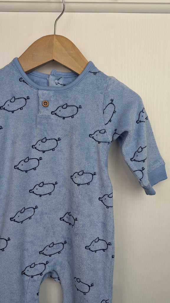 M&S Blue Towelling Romper - Baby Boys 3-6 Months Marks & Spencer Used, Preloved, Preworn & Second Hand Baby, Kids & Children's Clothing UK Online. Cheap affordable. Brands including Next, Joules, Nutmeg Morrisons, TU, F&F, H&M.