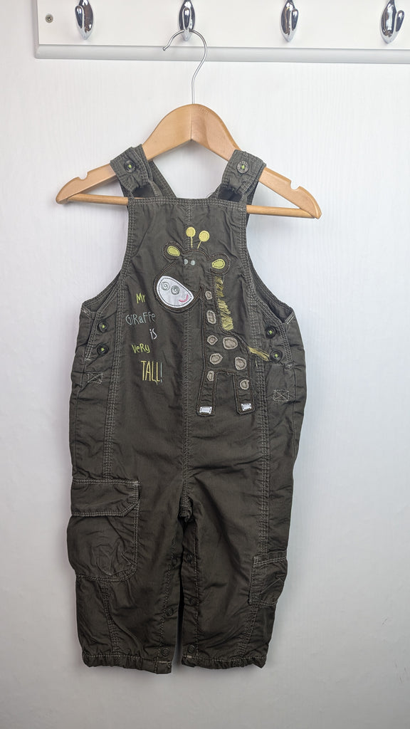 M&S Green Giraffe Dungarees - Boys 12-18 Months Marks & Spencer Used, Preloved, Preworn & Second Hand Baby, Kids & Children's Clothing UK Online. Cheap affordable. Brands including Next, Joules, Nutmeg Morrisons, TU, F&F, H&M.