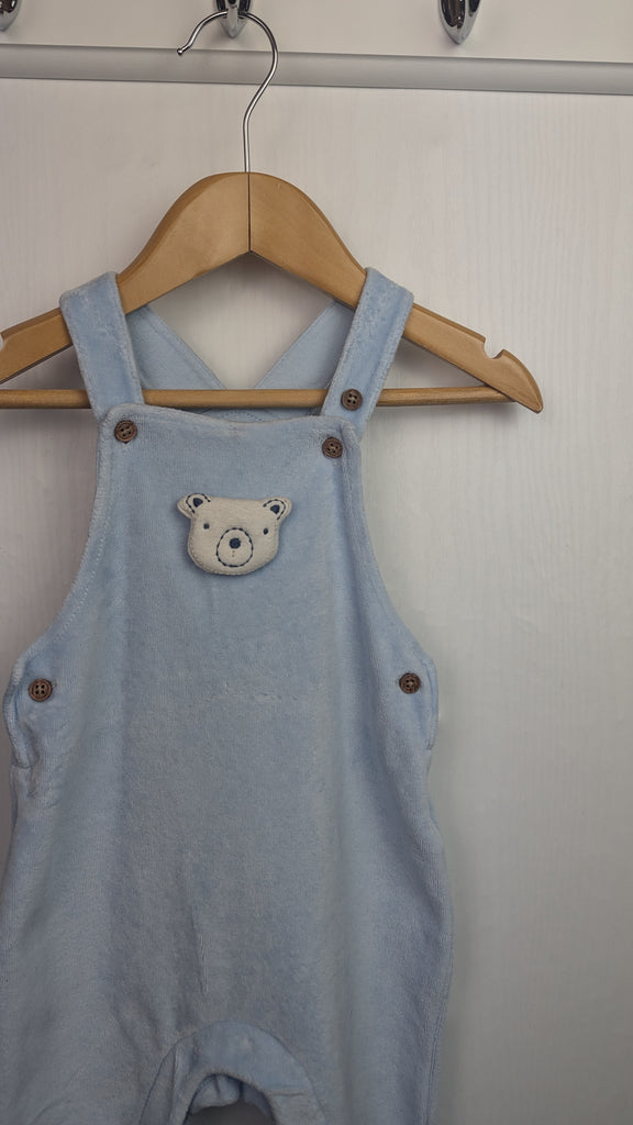 M&S Blue Velour Bear Romper - Boys 6-9 Months Marks & Spencer Used, Preloved, Preworn & Second Hand Baby, Kids & Children's Clothing UK Online. Cheap affordable. Brands including Next, Joules, Nutmeg Morrisons, TU, F&F, H&M.