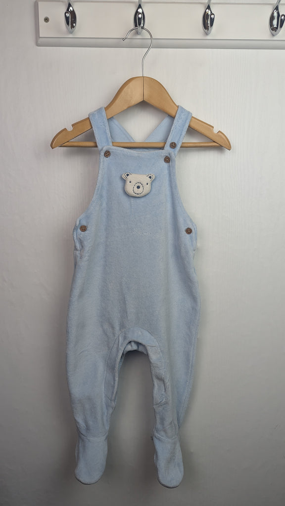 M&S Blue Velour Bear Romper - Boys 6-9 Months Marks & Spencer Used, Preloved, Preworn & Second Hand Baby, Kids & Children's Clothing UK Online. Cheap affordable. Brands including Next, Joules, Nutmeg Morrisons, TU, F&F, H&M.