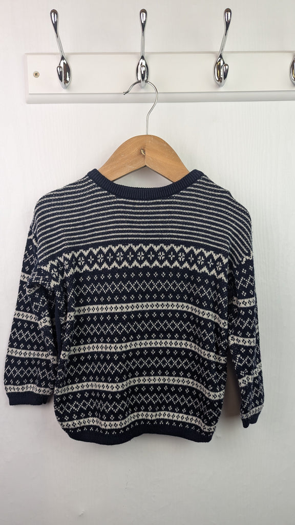 H&M Navy Fair Isle Jumper - Boys 12-18 Months H&M Used, Preloved, Preworn & Second Hand Baby, Kids & Children's Clothing UK Online. Cheap affordable. Brands including Next, Joules, Nutmeg Morrisons, TU, F&F, H&M.