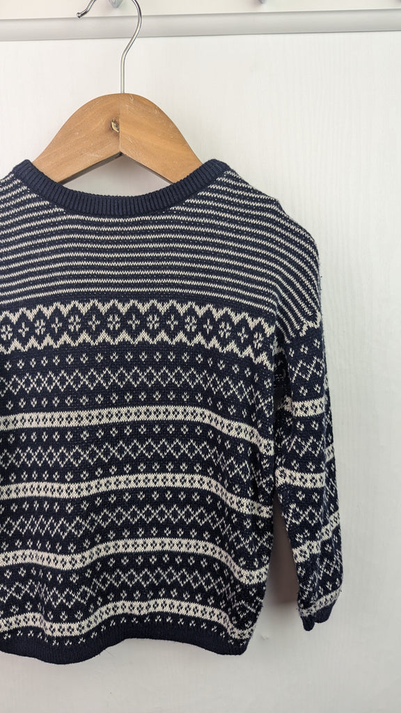 H&M Navy Fair Isle Jumper - Boys 12-18 Months H&M Used, Preloved, Preworn & Second Hand Baby, Kids & Children's Clothing UK Online. Cheap affordable. Brands including Next, Joules, Nutmeg Morrisons, TU, F&F, H&M.