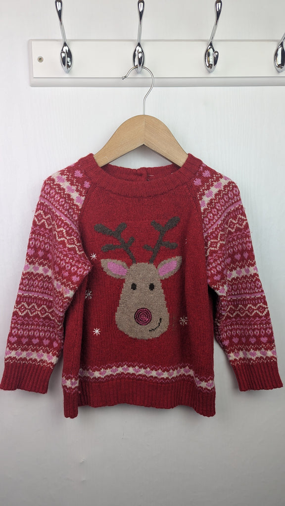 Jojo Maman Bebe Reindeer Christmas Jumper - Girls 4-5 Years Jojo Maman Bebe Used, Preloved, Preworn & Second Hand Baby, Kids & Children's Clothing UK Online. Cheap affordable. Brands including Next, Joules, Nutmeg Morrisons, TU, F&F, H&M.