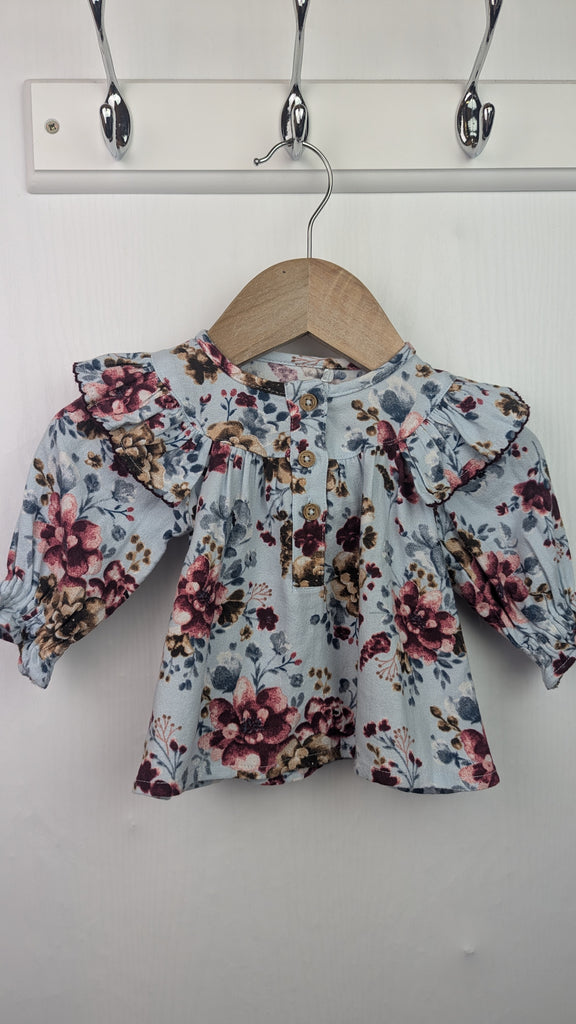 TU Blue Floral Long Sleeve Top - Girls 0-1 month TU Used, Preloved, Preworn & Second Hand Baby, Kids & Children's Clothing UK Online. Cheap affordable. Brands including Next, Joules, Nutmeg Morrisons, TU, F&F, H&M.