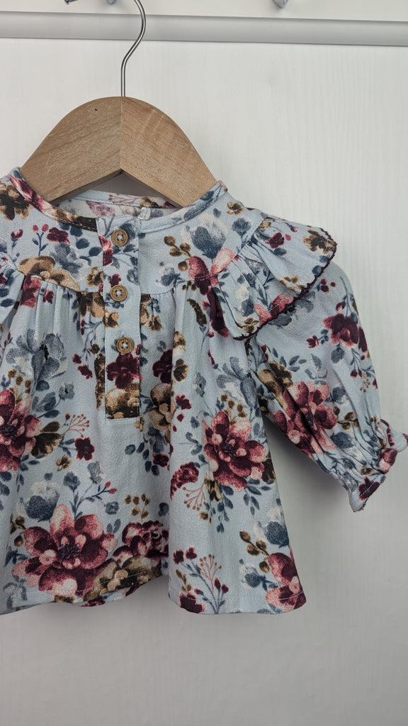 TU Blue Floral Long Sleeve Top - Girls 0-1 month TU Used, Preloved, Preworn & Second Hand Baby, Kids & Children's Clothing UK Online. Cheap affordable. Brands including Next, Joules, Nutmeg Morrisons, TU, F&F, H&M.