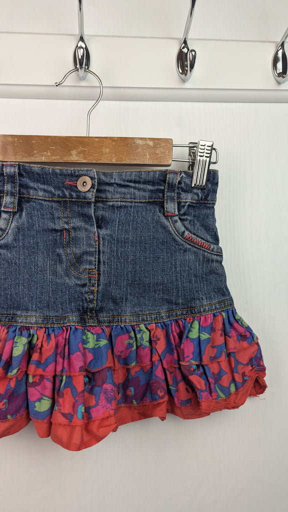 M&S Floral Denim Skirt - Girls 3-4 Years Marks & Spencer Used, Preloved, Preworn & Second Hand Baby, Kids & Children's Clothing UK Online. Cheap affordable. Brands including Next, Joules, Nutmeg Morrisons, TU, F&F, H&M.