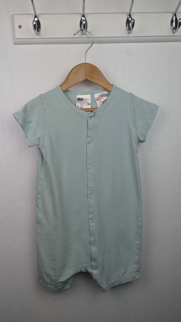 H&M Light Blue Romper - Boys 9-12 Months Little Ones Preloved Used, Preloved, Preworn & Second Hand Baby, Kids & Children's Clothing UK Online. Cheap affordable. Brands including Next, Joules, Nutmeg Morrisons, TU, F&F, H&M.