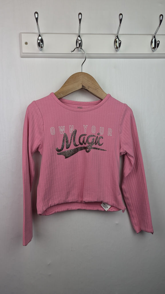 M&S Pink Ribbed Cropped Top - Girls 6-7 Years Little Ones Preloved Used, Preloved, Preworn & Second Hand Baby, Kids & Children's Clothing UK Online. Cheap affordable. Brands including Next, Joules, Nutmeg Morrisons, TU, F&F, H&M.