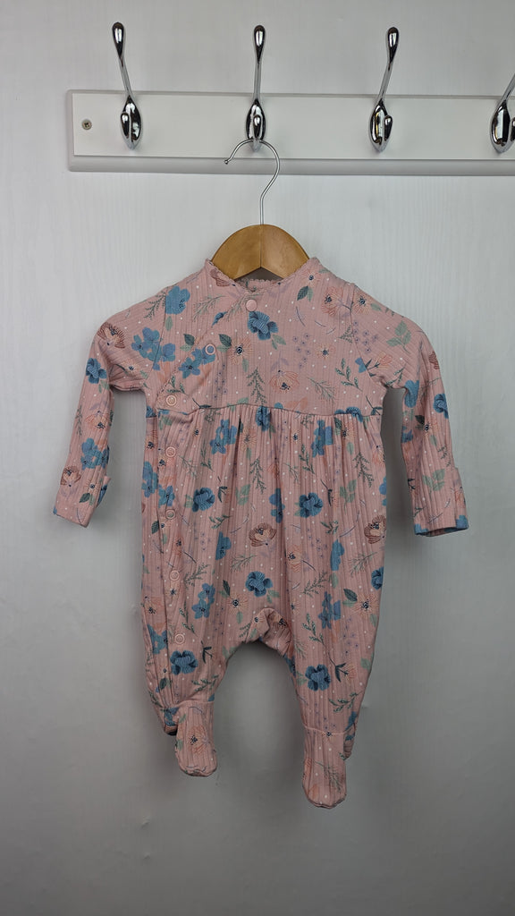 TU Pink Ribbed Floral Sleepsuit - Girls 0-1 Month Little Ones Preloved Used, Preloved, Preworn & Second Hand Baby, Kids & Children's Clothing UK Online. Cheap affordable. Brands including Next, Joules, Nutmeg Morrisons, TU, F&F, H&M.