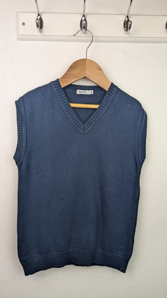 Knot Navy Knit Vest Jumper - Boys 8 Years Little Ones Preloved Used, Preloved, Preworn & Second Hand Baby, Kids & Children's Clothing UK Online. Cheap affordable. Brands including Next, Joules, Nutmeg Morrisons, TU, F&F, H&M.