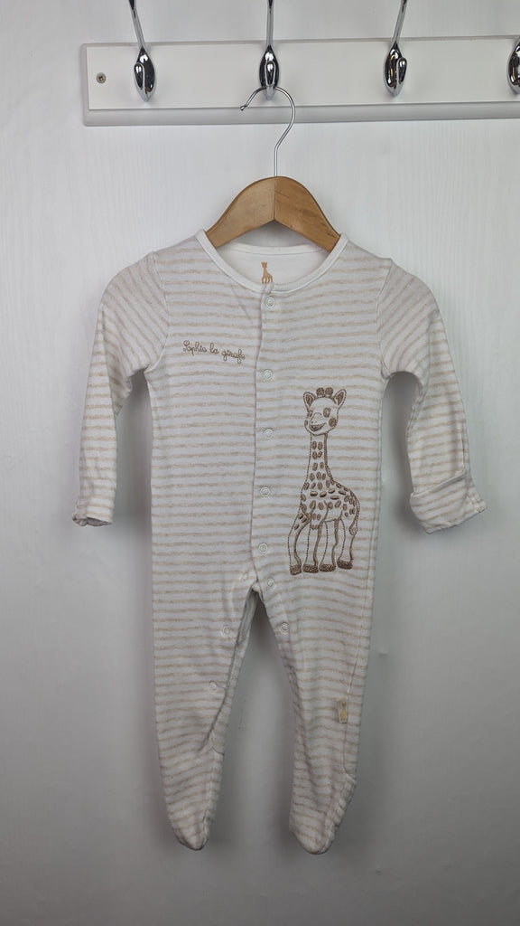 Tesco Sophie La Giraffe Sleepsuit - Unisex 0-3 Months Little Ones Preloved Used, Preloved, Preworn & Second Hand Baby, Kids & Children's Clothing UK Online. Cheap affordable. Brands including Next, Joules, Nutmeg Morrisons, TU, F&F, H&M.