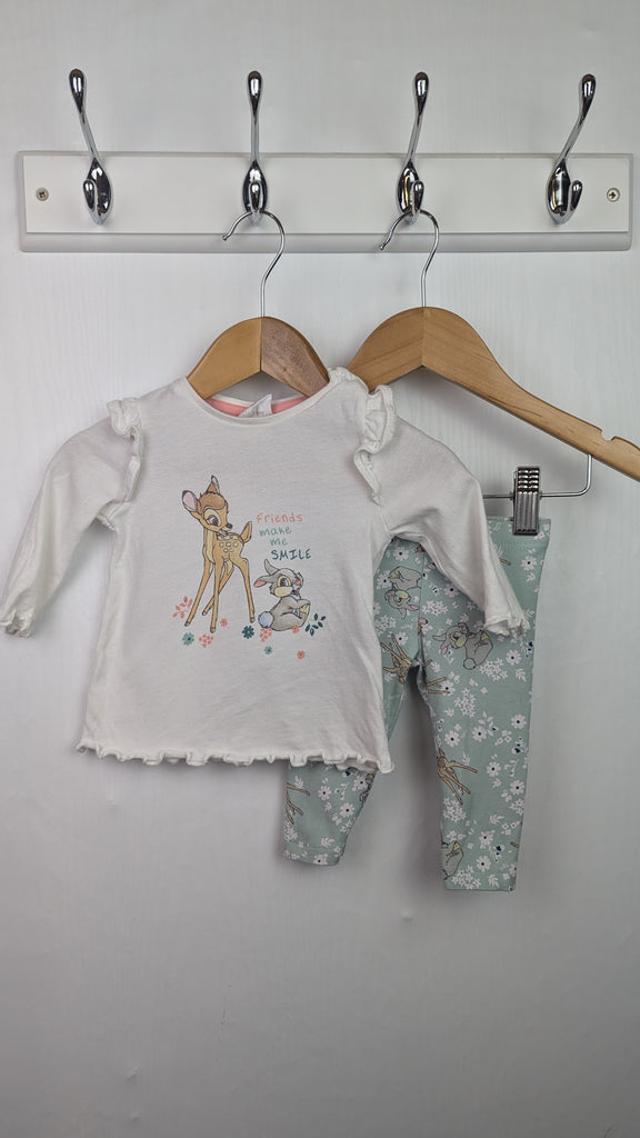 Disney Bambi Top  & Leggings Outfit - Girls 0-3 Months Little Ones Preloved Used, Preloved, Preworn & Second Hand Baby, Kids & Children's Clothing UK Online. Cheap affordable. Brands including Next, Joules, Nutmeg Morrisons, TU, F&F, H&M.