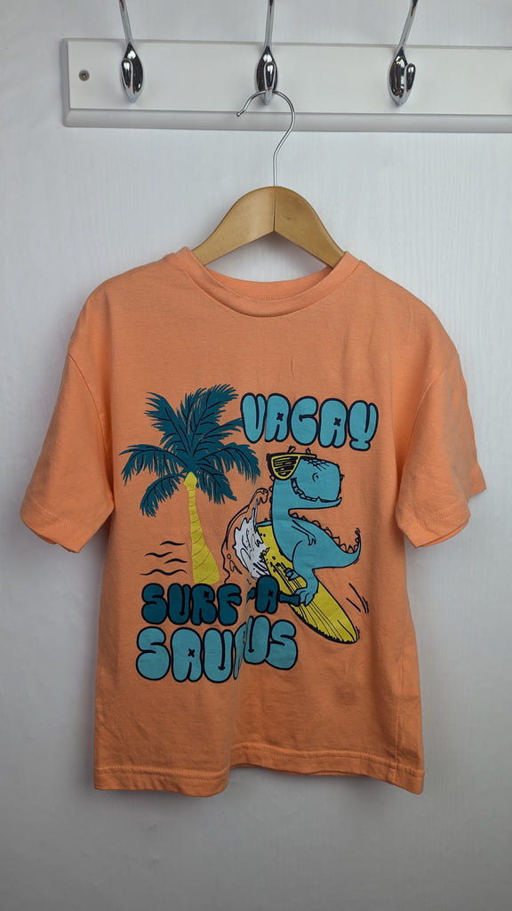 Studio Dinosaur Orange Top - Boys 5-6 Years Little Ones Preloved Used, Preloved, Preworn & Second Hand Baby, Kids & Children's Clothing UK Online. Cheap affordable. Brands including Next, Joules, Nutmeg Morrisons, TU, F&F, H&M.