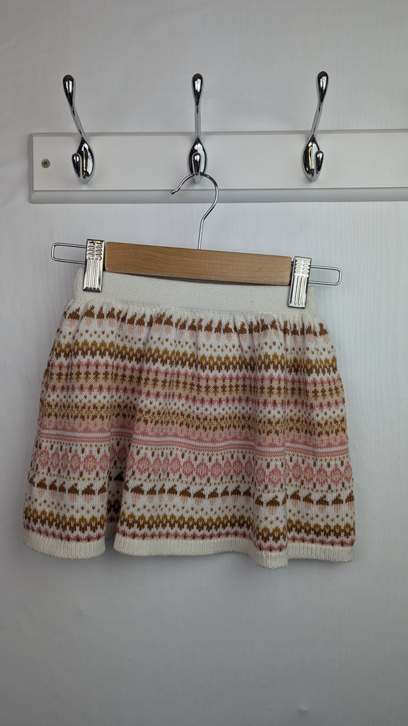 Cream, Brown & Pink Knit Skirt - Girls 2-3 Years Little Ones Preloved Used, Preloved, Preworn & Second Hand Baby, Kids & Children's Clothing UK Online. Cheap affordable. Brands including Next, Joules, Nutmeg Morrisons, TU, F&F, H&M.