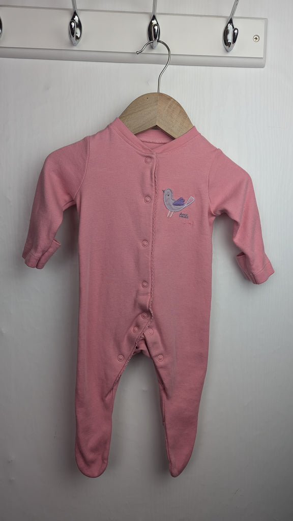 Mothercare Pink Bird Sleepsuit - Girls 0-1 Month Little Ones Preloved Used, Preloved, Preworn & Second Hand Baby, Kids & Children's Clothing UK Online. Cheap affordable. Brands including Next, Joules, Nutmeg Morrisons, TU, F&F, H&M.