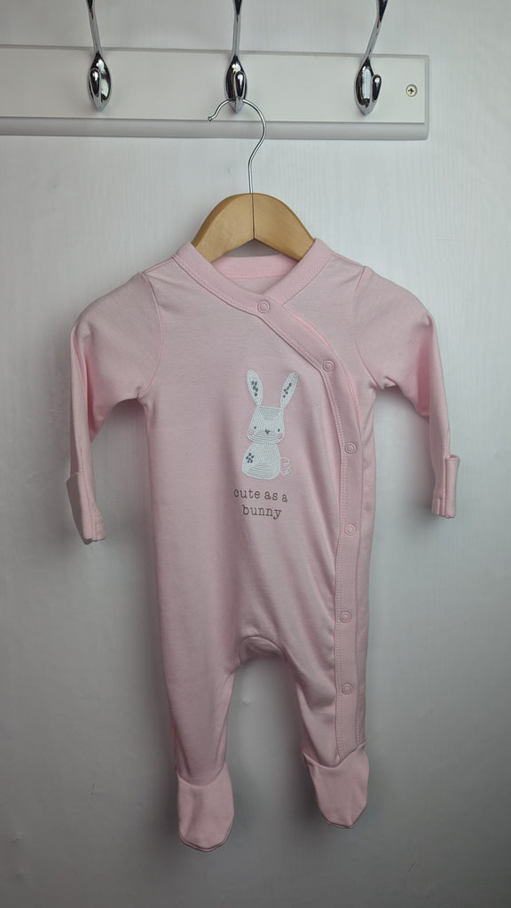 Mini Cuddles Pink Rabbit Sleepsuit - Girls Newborn Little Ones Preloved Used, Preloved, Preworn & Second Hand Baby, Kids & Children's Clothing UK Online. Cheap affordable. Brands including Next, Joules, Nutmeg Morrisons, TU, F&F, H&M.