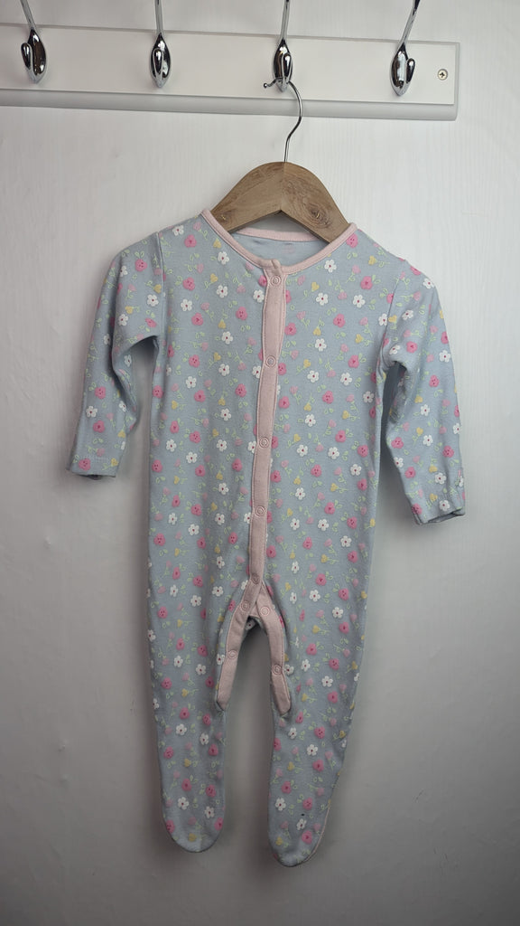 Mini Club Blue Floral Sleepsuit - Girls 3-6 Months Little Ones Preloved Used, Preloved, Preworn & Second Hand Baby, Kids & Children's Clothing UK Online. Cheap affordable. Brands including Next, Joules, Nutmeg Morrisons, TU, F&F, H&M.