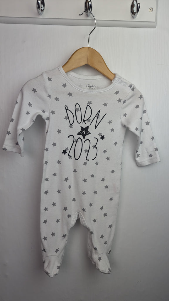 Studio Born in 2023 Sleepsuit - Unisex 0-3 Months Little Ones Preloved Used, Preloved, Preworn & Second Hand Baby, Kids & Children's Clothing UK Online. Cheap affordable. Brands including Next, Joules, Nutmeg Morrisons, TU, F&F, H&M.