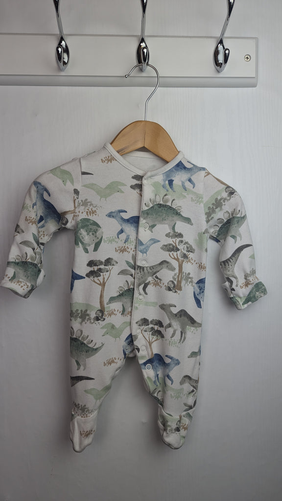 TU Dinosaur Sleepsuit - Boys 0-1 Month Little Ones Preloved Used, Preloved, Preworn & Second Hand Baby, Kids & Children's Clothing UK Online. Cheap affordable. Brands including Next, Joules, Nutmeg Morrisons, TU, F&F, H&M.