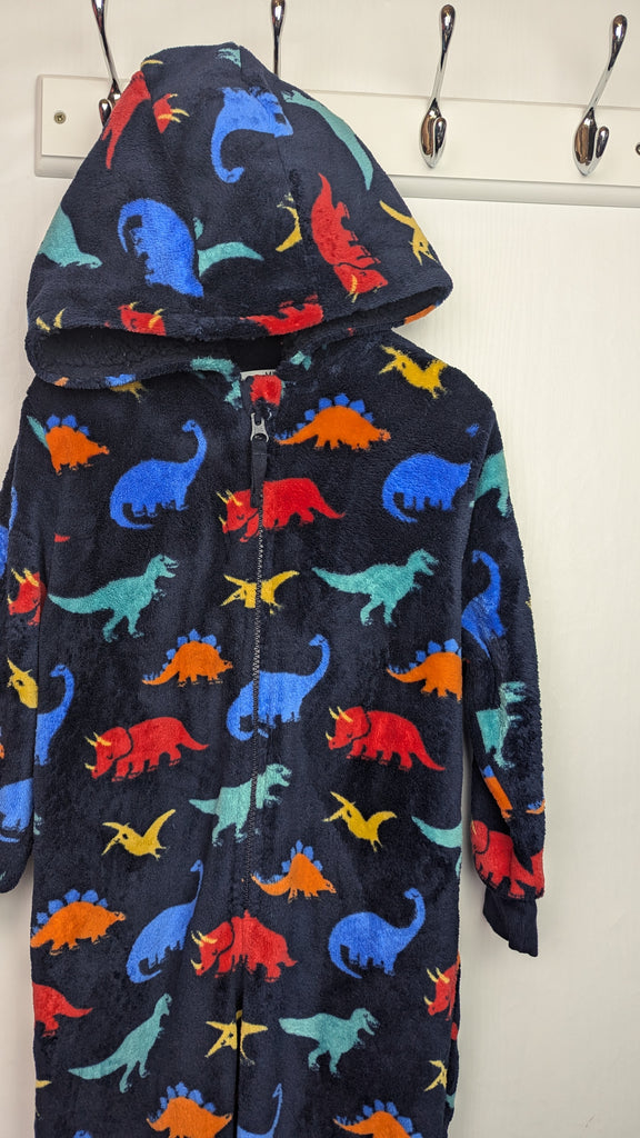 M&S Navy Dinosaur Fluffy Onesie - Boys 4-5 Years Little Ones Preloved Used, Preloved, Preworn & Second Hand Baby, Kids & Children's Clothing UK Online. Cheap affordable. Brands including Next, Joules, Nutmeg Morrisons, TU, F&F, H&M.