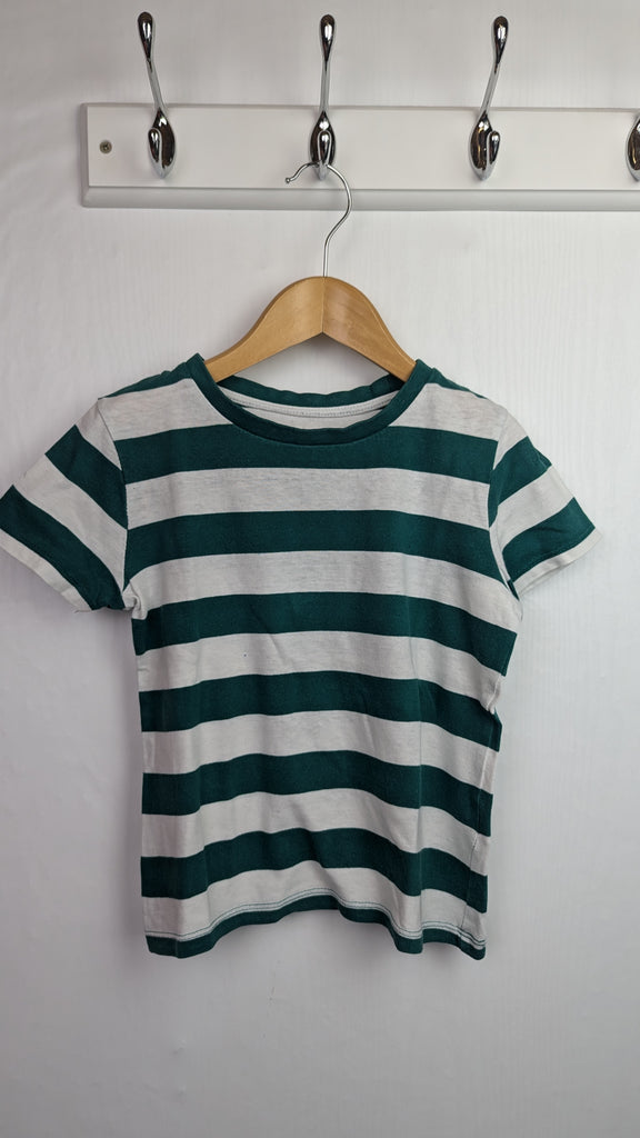 La Redoute Green Striped Short Sleeve Top - Boys 5 Years Little Ones Preloved Used, Preloved, Preworn & Second Hand Baby, Kids & Children's Clothing UK Online. Cheap affordable. Brands including Next, Joules, Nutmeg Morrisons, TU, F&F, H&M.