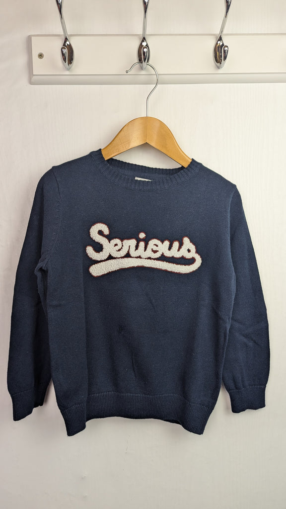 La Redoute Fine Knit 'Serious' Jumper - Boys 5 Years Little Ones Preloved Used, Preloved, Preworn & Second Hand Baby, Kids & Children's Clothing UK Online. Cheap affordable. Brands including Next, Joules, Nutmeg Morrisons, TU, F&F, H&M.